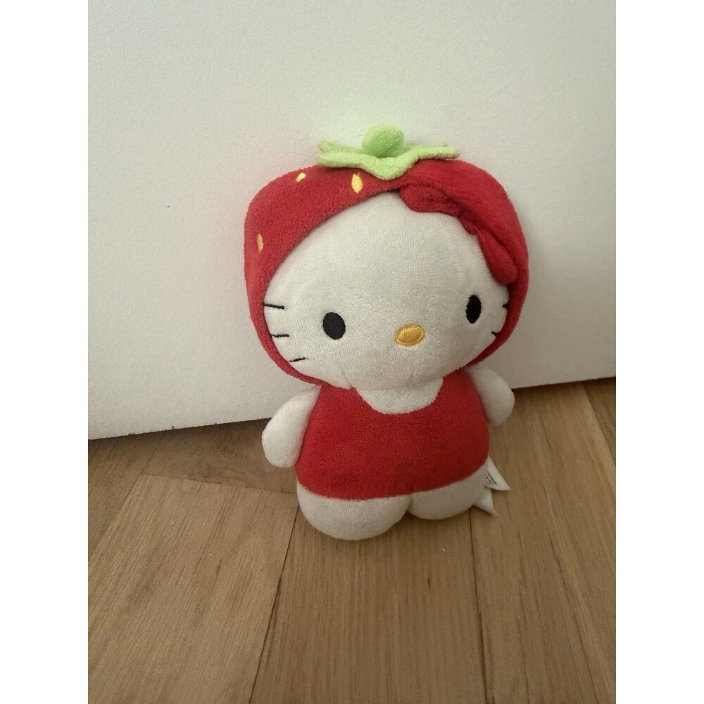 H&M Sanrio Hello Kitty Strawberry Plush Red White 7” Stuffed Animal 2011 Rare
